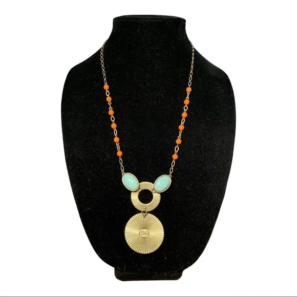 Vintage Midwestern Southern Aztec Style Beaded Drop Pendant Necklace - Picture 2 of 4